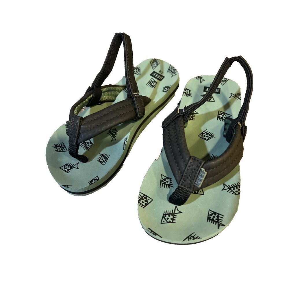 Reef Little kids Toddler Sz 7-8 Summer Beach Training Sandals Rubber Thong Green